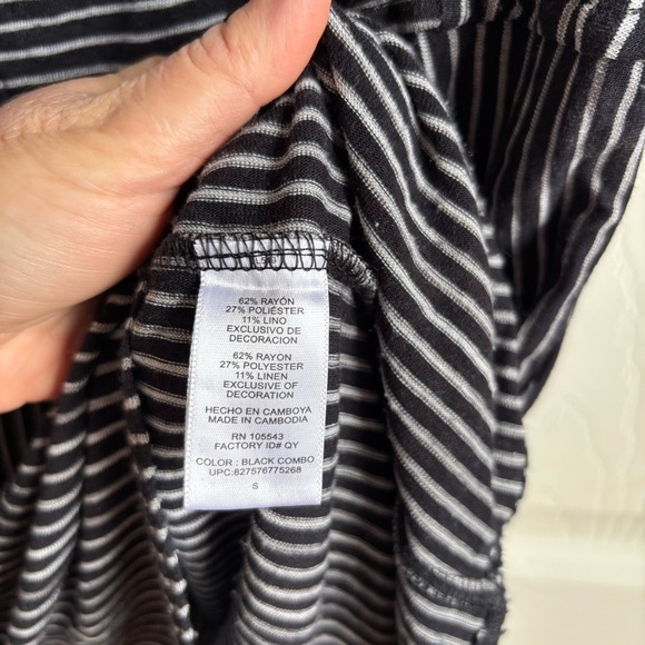 Derek Lam Dress Small Linen Blend Cowl Neck Black Gray Stripe Coastal Minimalist - Picture 9 of 10